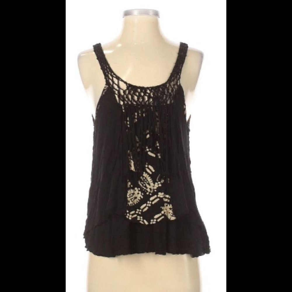 Free People Boho Bleached Tie Dye Look Fringe Tank - Picture 3 of 10